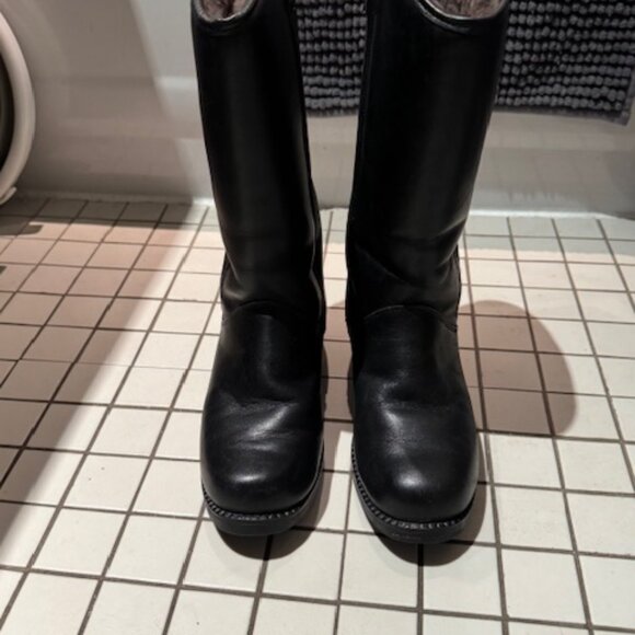 PAJAR vintage SHEARLING LINED black leather boots size 8 - Picture 5 of 6